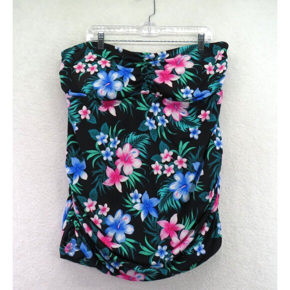 Catalina Swimsuit Size 22W Floral Multicolor Strapless One Piece Tropical Print - Picture 2 of 10